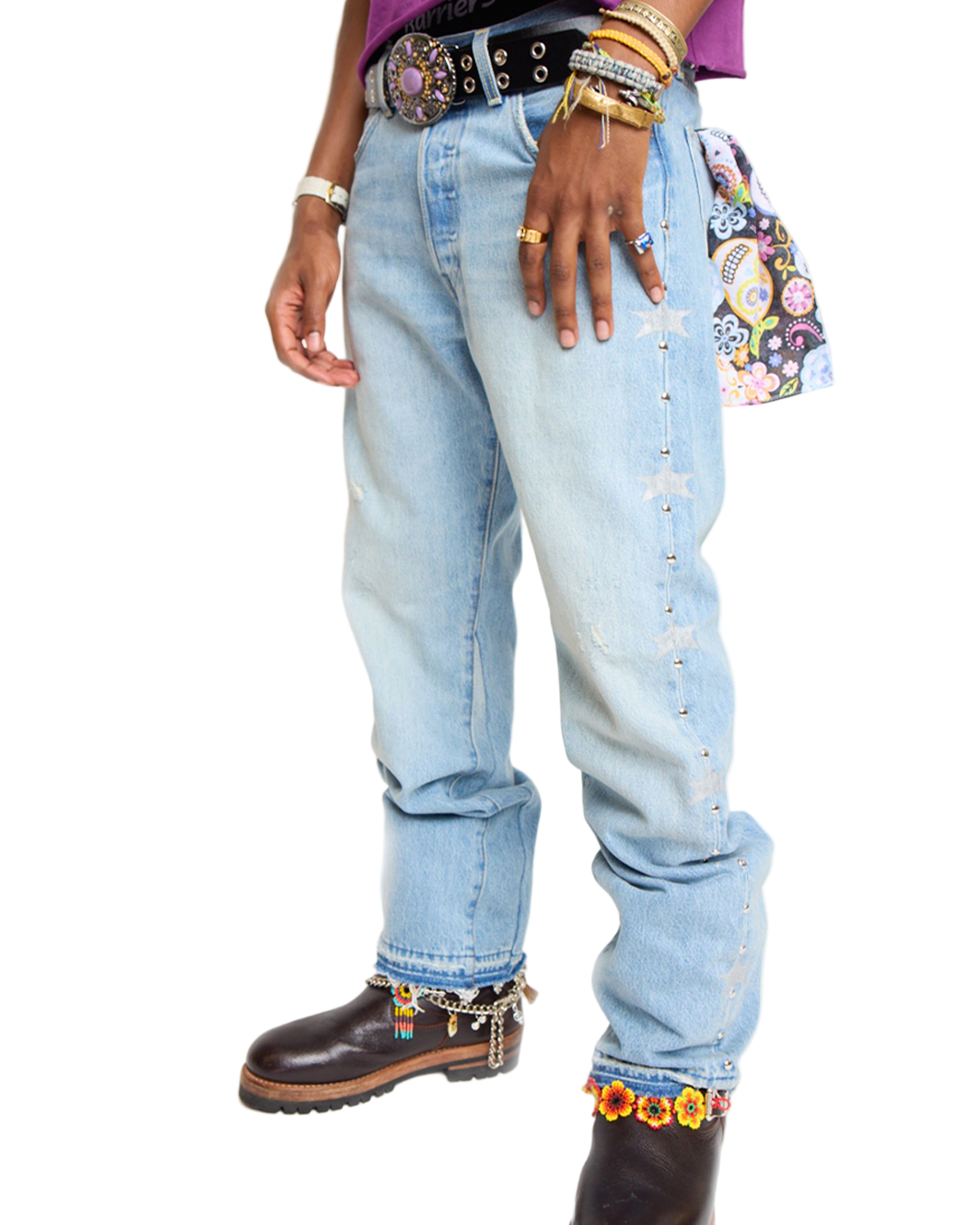 Denim Studded Jeans