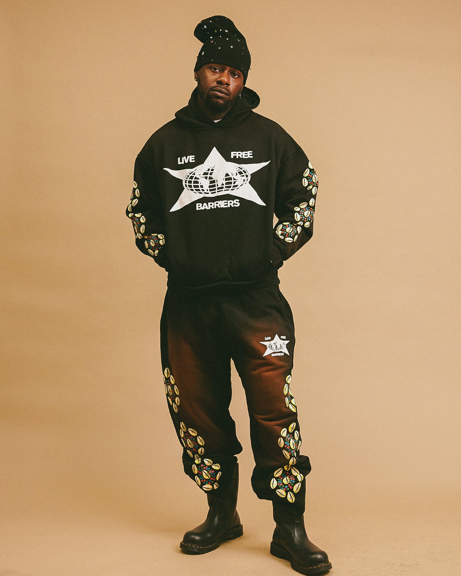 Black Cowrie Shell Hoodie