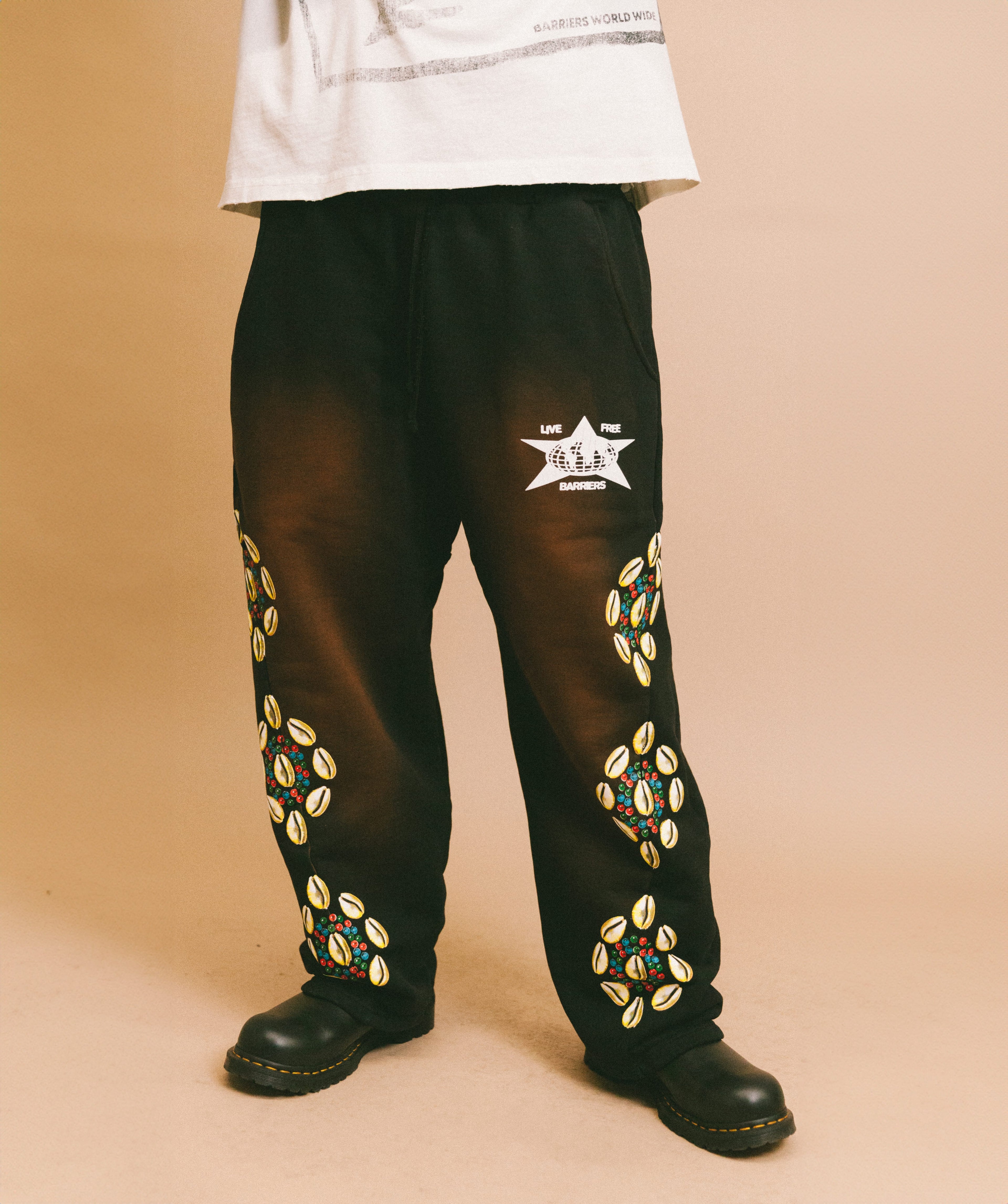 Black Cowrie Shell Pants