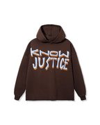 Know Justice Know Peace Aged Hoodie Brown