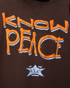 Know Justice Know Peace Aged Hoodie Brown