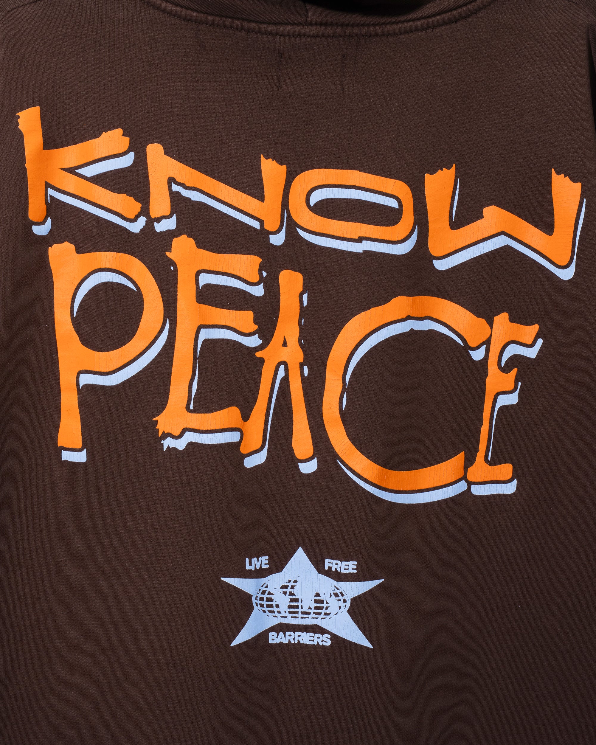 Know Justice Know Peace Aged Hoodie Brown