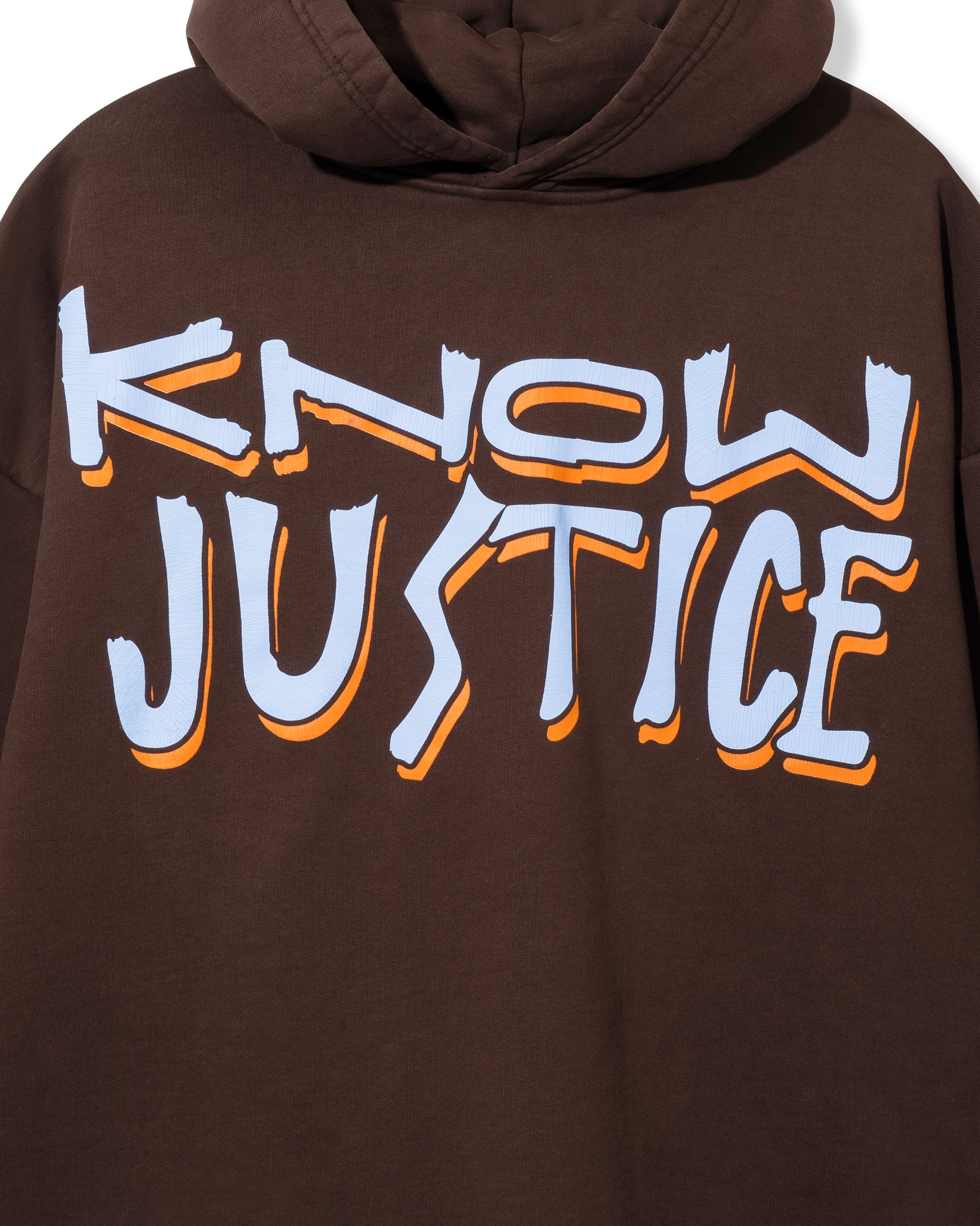 Know Justice Know Peace Aged Hoodie Brown